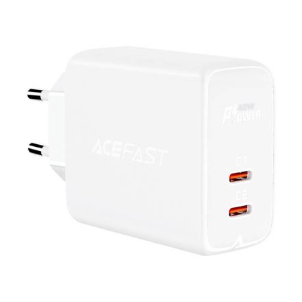 Acefast A9 Hálózati Gyorstöltő 40W PD - 2xUSB-C - Fehér