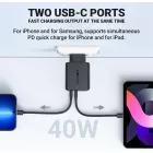 Acefast A9 Hálózati Gyorstöltő 40W PD - 2xUSB-C - Fehér