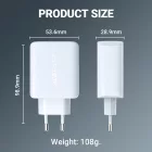 Acefast A9 Hálózati Gyorstöltő 40W PD - 2xUSB-C - Fehér