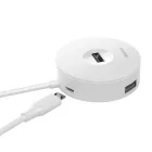 Baseus Round Box USB-C Hub - 1x USB 3.0 + 3x USB 2.0 - 15 cm - Fehér