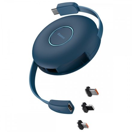 Baseus 3in1 Zinc Magnetic USB-C - USB-C + micro + Lightning Kábel - 1m - Kék