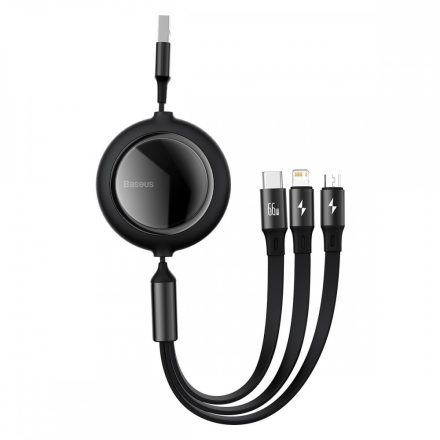 Baseus 3in1 Bright Mirror USB - USB-C + Micro + Lightning Kábel - 1,2m 66W - Fekete