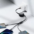 Baseus 3in1 Bright Mirror USB - USB-C + Micro + Lightning Kábel - 1.2m 66W - Fekete