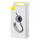 Baseus 3in1 Bright Mirror USB - USB-C + Micro + Lightning Kábel - 1.2m 66W - Fekete