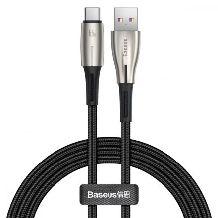 Baseus Water Drop USB - USB-C Supercharge Kábel - 1m 6A 66W - Fekete