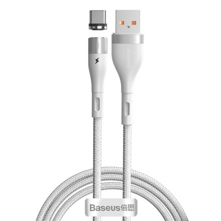 Baseus Zinc Mágneses USB - USB-C Kábel - 1m 3A - Fehér
