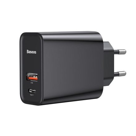 Baseus Speed PPS Hálózati Gyorstöltő - USB+USB-C - QC 3.0 30W - Fekete
