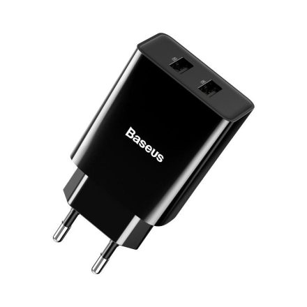 Baseus Speed Mini Dual Hálózati Töltő - 2xUSB - 10,5W - Fekete
