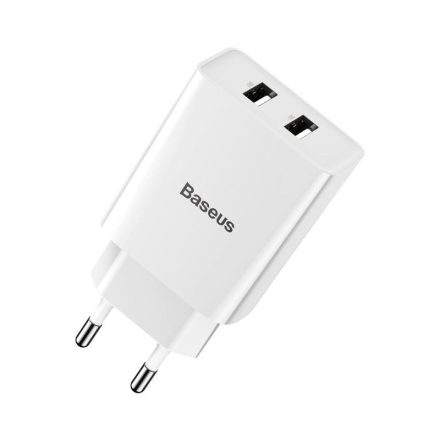 Baseus Speed Mini Dual Hálózati Töltő - 2xUSB - 10,5W - Fehér