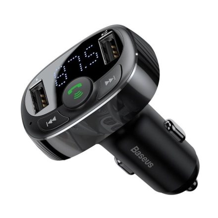 Baseus FM Transmitter és Töltő - T típusú - 2xUSB - microSD