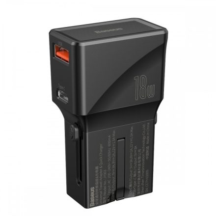 Baseus Hálózati Töltő Univerzális - USB + USB-C - QC3.0 PD - 18W - EU/US/UK/AU