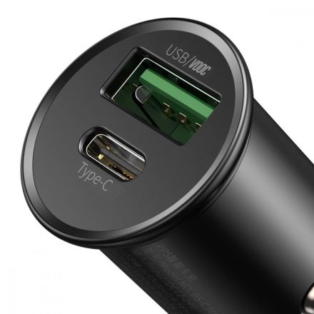 Baseus Autós Töltő Circular Metal PPS - USB + USB-C - 30W