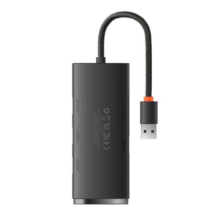 Baseus Lite Series USB-A HUB - 4x USB 3.0 - 25 cm - Fekete