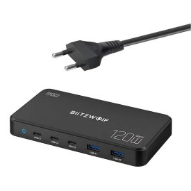 Blitzwolf BW-i100 5in1 Gyorstöltő Állomás - 120W 2xUSB + 3xUSB-C   Blitzwolf BW-i100 5in1 Gyorstöltő Állomás - 120W 2xUSB + 3xUSB-C