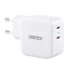 Choetech Hálózati Gyorstöltő - 2xUSB-C 20W - 40W - Fehér