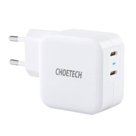 Choetech Hálózati Gyorstöltő - 2xUSB-C 20W - 40W - Fehér   Choetech Hálózati Gyorstöltő - 2xUSB-C 20W - 40W - Fehér