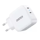 Choetech Hálózati Gyorstöltő - 2xUSB-C 20W - 40W - Fehér