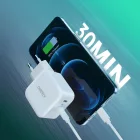 Choetech Hálózati Gyorstöltő - 2xUSB-C 20W - 40W - Fehér
