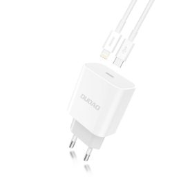Dudao Hálózati Töltő - 1xUSB-C PD 18W +1m USB-C - Lightning Kábel - Fehér   Dudao Hálózati Töltő - 1xUSB-C PD 18W +1m USB-C - Lightning Kábel - Fehér