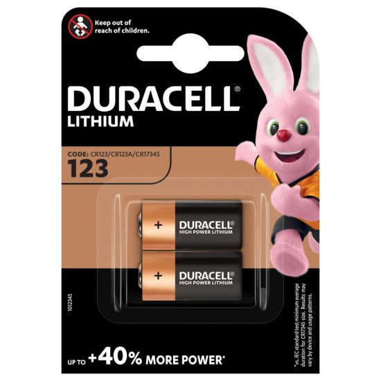 Duracell CR123 3V Lítium Fotó Elem x 2 db