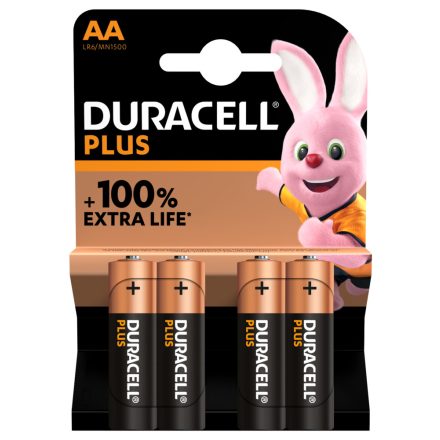 Duracell Plus 100% Alkáli AA Ceruza MN1500 Elem x 4 db