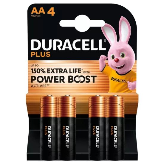 Duracell Plus Power Boost Alkáli AA Ceruza MN1500 Elem x 4 db
