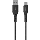 Energizer USB-A - USB-C Metal / Braided Nylon Kábel - 2m 2A - Fekete