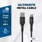 Energizer USB-A - USB-C Metal / Braided Nylon Kábel - 2m 2A - Fekete