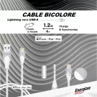 Energizer USB-A - Lightning Bicolor Kábel - 1.2m 2.4A - Fehér-Szürke