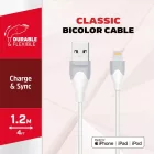 Energizer USB-A - Lightning Bicolor Kábel - 1.2m 2.4A - Fehér-Szürke