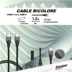 Energizer USB-C - USB-C Bicolor Kábel - 1.2m 2.4A - Fekete-Szürke
