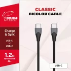 Energizer USB-C - USB-C Bicolor Kábel - 1.2m 2.4A - Fekete-Szürke