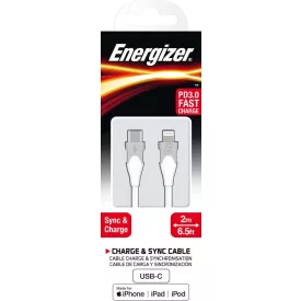   Energizer USB-C - Lightning Bicolor Kábel - 2m - Fehér-Szürke