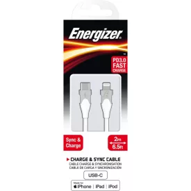   Energizer USB-C - Lightning Bicolor Kábel - 2m - Fehér-Szürke