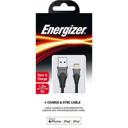 Energizer USB - Lightning Bicolor Kábel - 1,2m 2,4A - Fekete-Szürke