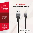 Energizer USB-A - Lightning Bicolor Kábel - 1.2m 2.4A - Fekete-Szürke