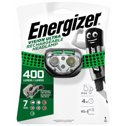 Energizer Vision Ultra Rechargeable Fejlámpa - 400 lm - USB - Akkuval