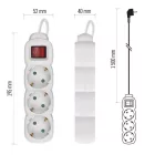 Emos Hosszabbító Elosztó 3 Aljzat 1.5m 1.5mm2 16A Kapcsolóval