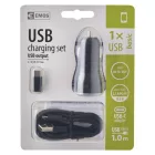 Emos Autós Töltő Szett USB 2.1A + microUSB + USB-C