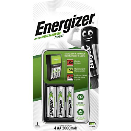 Energizer Maxi NiMH Akkumulátor Töltő + 4x 2000mAh AA