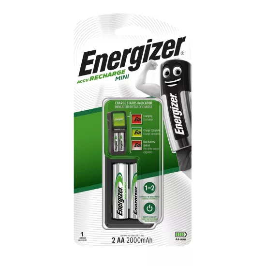Energizer Mini NiMH Akkumulátor Töltő + 2x 2000 mAh AA