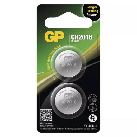 GP CR2016 Lithium Gombelem x 2 db