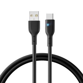 Joyroom USB-A - USB-C LED Kábel - 1.2m 3A - Fekete Joyroom USB-A - USB-C LED Kábel - 1.2m 3A - Fekete