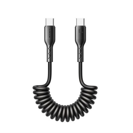 Joyroom USB-C - USB-C Spirál Kábel - 1.5m 3A 60W - Fekete