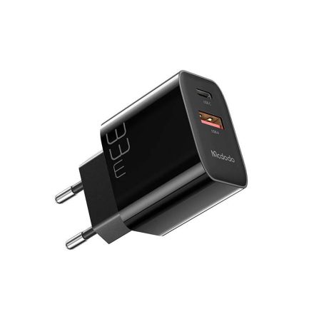 Mcdodo Hálózati Töltő - USB + USB-C -33W - C+C Kábellel  - Fekete