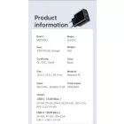 Mcdodo Hálózati Töltő - USB-A + USB-C -33W - C+C Kábellel  - Fekete