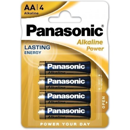 Panasonic Alkaline Power AA LR6 Ceruza Elem x 4 db