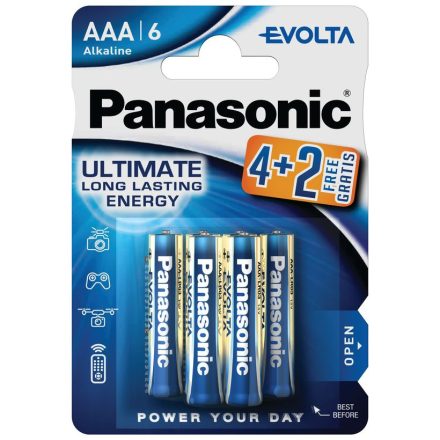 Panasonic Evolta AAA LR03 Mikro Elem x 6 db