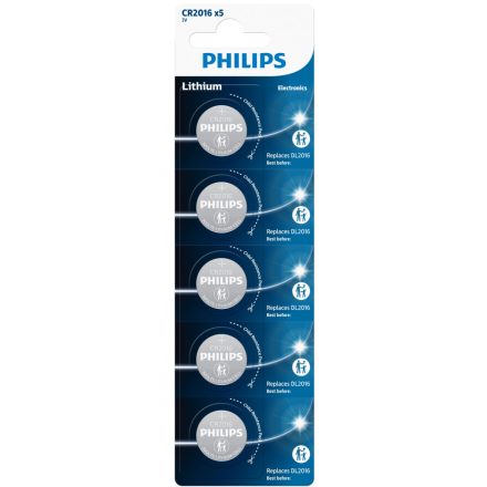 Philips CR2016 Lithium Gombelem x 5 db