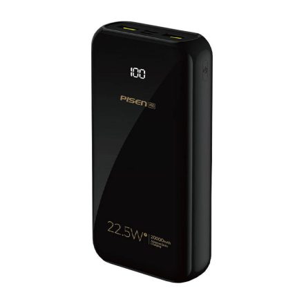 Pisen PowerBank 20000mAh 22,5W - BL-D98LS - 2xUSB-A + USB-C - Fekete
